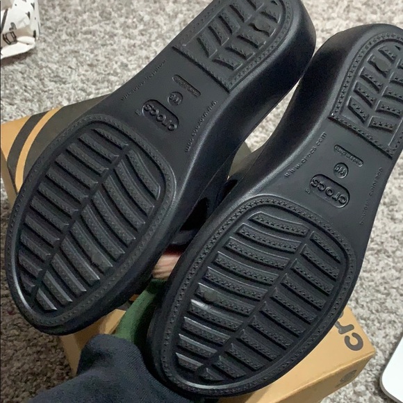 Black Crocs Wedge Sandals - Picture 2 of 4